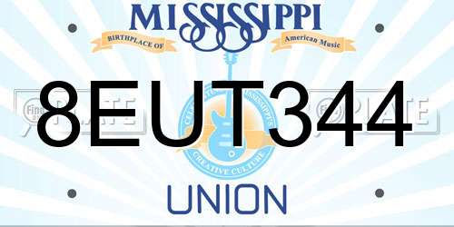 8EUT344 Mississippi License Plate