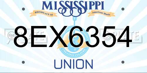 8EX6354 Mississippi License Plate