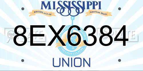 8EX6384 Mississippi License Plate