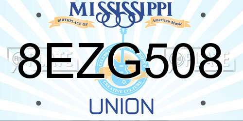 8EZG508 Mississippi License Plate