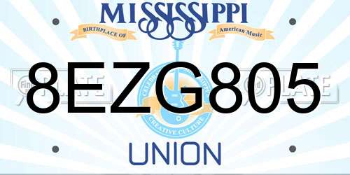 8EZG805 Mississippi License Plate
