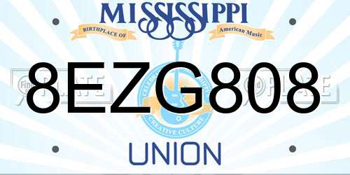 8EZG808 Mississippi License Plate