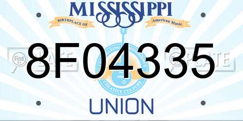8F04335 Mississippi License Plate