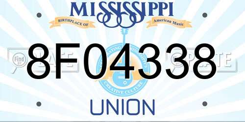 8F04338 Mississippi License Plate