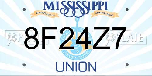 8F24Z7 Mississippi License Plate