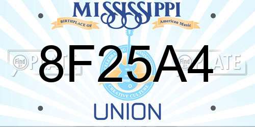 8F25A4 Mississippi License Plate