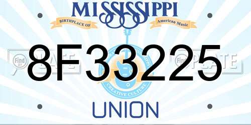 8F33225 Mississippi License Plate