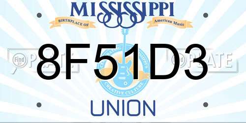 8F51D3 Mississippi License Plate