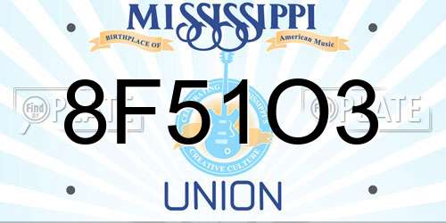 8F51O3 Mississippi License Plate