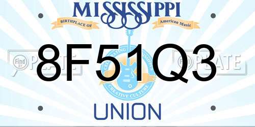 8F51Q3 Mississippi License Plate