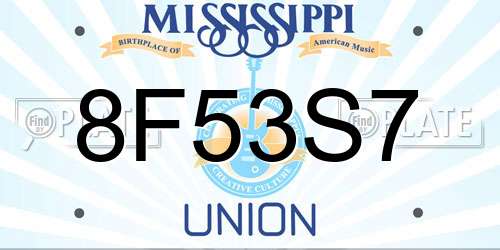 8F53S7 Mississippi License Plate