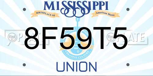 8F59T5 Mississippi License Plate