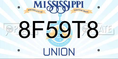 8F59T8 Mississippi License Plate