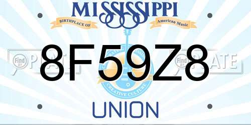 8F59Z8 Mississippi License Plate