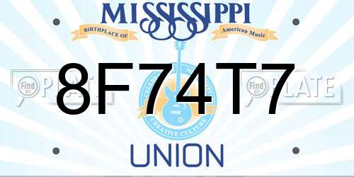 8F74T7 Mississippi License Plate