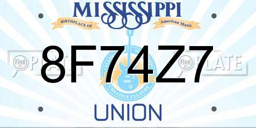 8F74Z7 Mississippi License Plate