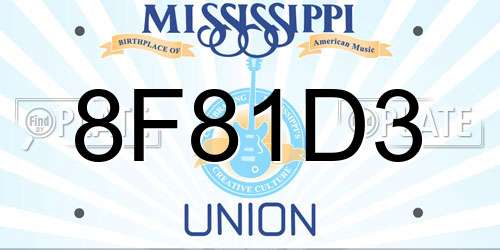 8F81D3 Mississippi License Plate