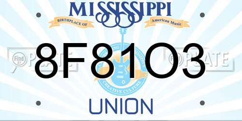 8F81O3 Mississippi License Plate
