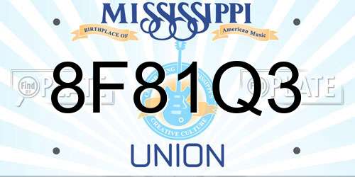 8F81Q3 Mississippi License Plate