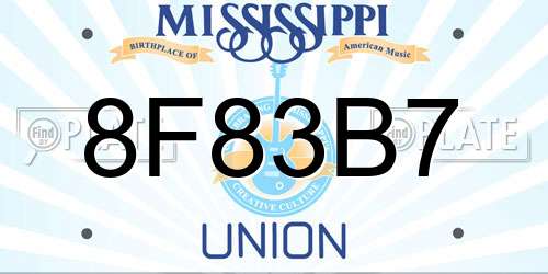 8F83B7 Mississippi License Plate