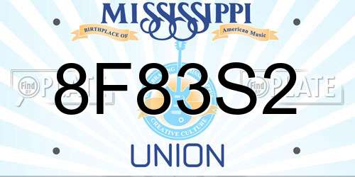 8F83S2 Mississippi License Plate