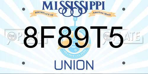 8F89T5 Mississippi License Plate