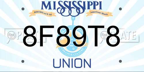 8F89T8 Mississippi License Plate