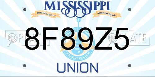 8F89Z5 Mississippi License Plate