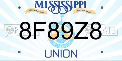 8F89Z8 Mississippi License Plate
