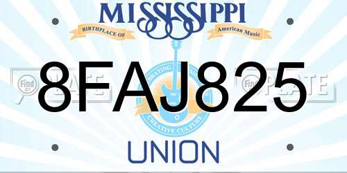 8FAJ825 Mississippi License Plate