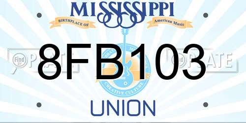 8FB103 Mississippi License Plate