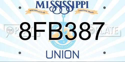 8FB387 Mississippi License Plate
