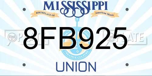 8FB925 Mississippi License Plate