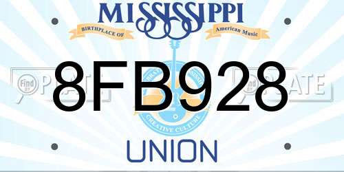 8FB928 Mississippi License Plate