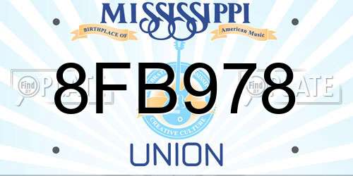 8FB978 Mississippi License Plate