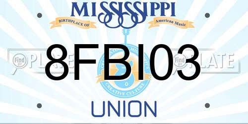 8FBI03 Mississippi License Plate