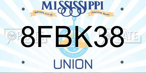 8FBK38 Mississippi License Plate