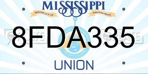8FDA335 Mississippi License Plate