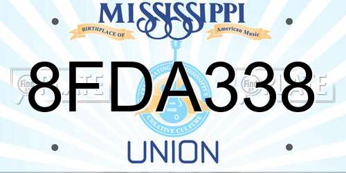 8FDA338 Mississippi License Plate