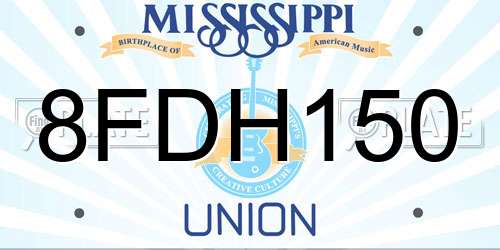 8FDH150 Mississippi License Plate
