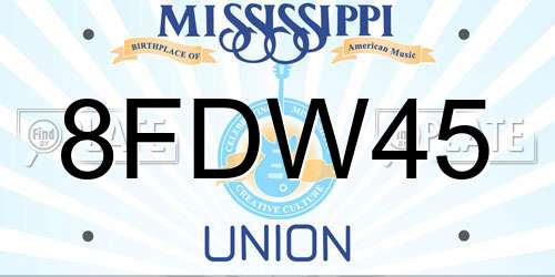 8FDW45 Mississippi License Plate