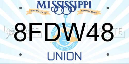 8FDW48 Mississippi License Plate