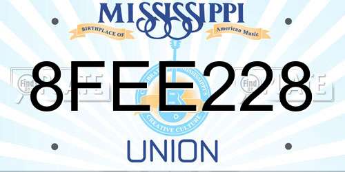8FEE228 Mississippi License Plate