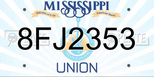 8FJ2353 Mississippi License Plate