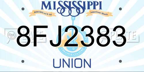 8FJ2383 Mississippi License Plate