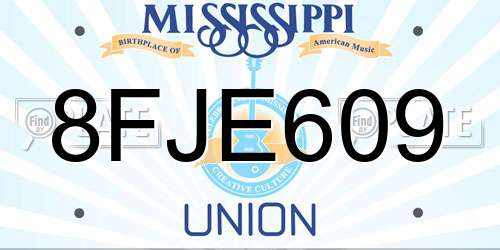 8FJE609 Mississippi License Plate