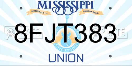 8FJT383 Mississippi License Plate