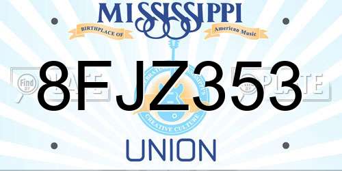 8FJZ353 Mississippi License Plate