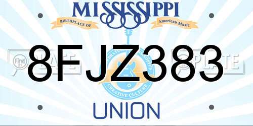 8FJZ383 Mississippi License Plate