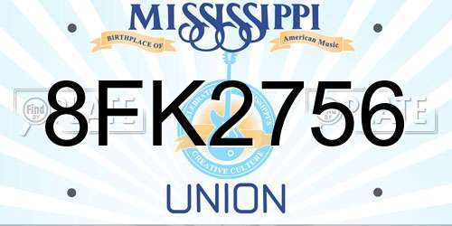 8FK2756 Mississippi License Plate